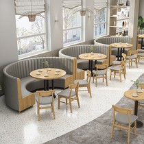 High-end restaurant fashion semi-circular arc card seat sofa chair modern minimalist box partition table and chair combination