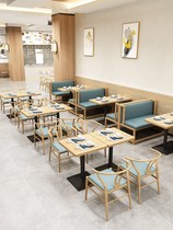 Hot pot restaurant table and chair deck sofa against the wall deck western restaurant net red milk tea shop simple double combination solid wood