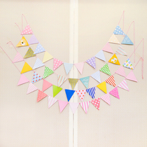 Childrens birthday arrangement pull flag party decoration small colorful flag birthday flower scene arrangement pull strip dress