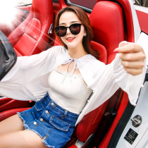 Driving with chiffon shirt Long sleeve cape Travel shawl Womens summer cycling silk scarf Air conditioning shirt Cycling learning car artifact