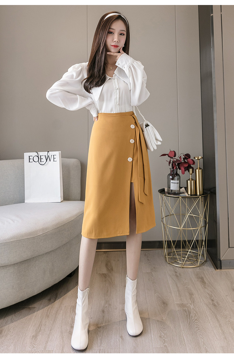 一片式半身裙秋冬女2020新款气质半裙高腰系带一步裙中长款包臀裙