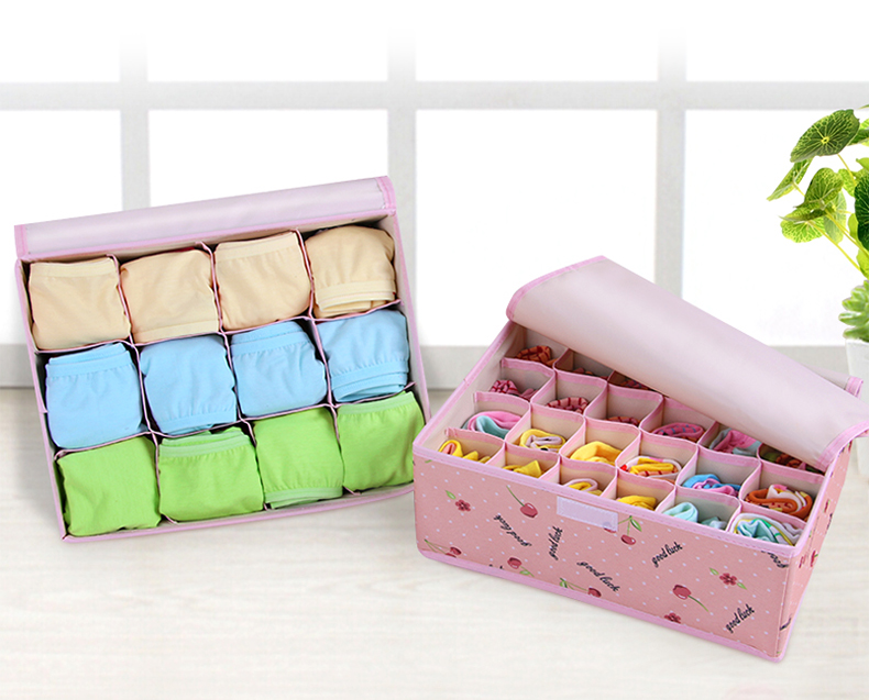 居爱内衣收纳盒布艺加厚牛津布有盖塑料抽屉装