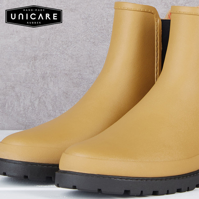 UNICARE short-tube rain boots men's adult Chelsea rain boots fashion waterproof non-slip street outdoor wading shoes