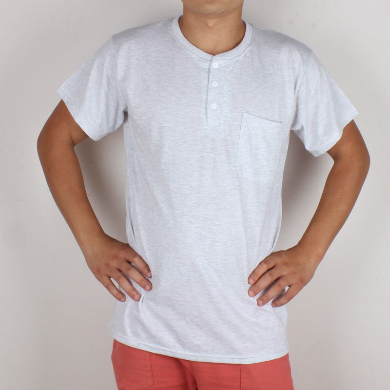 中老年短袖 老头衫开扣带兜短袖 纯棉汗布短袖 老式汗布汗衫短袖