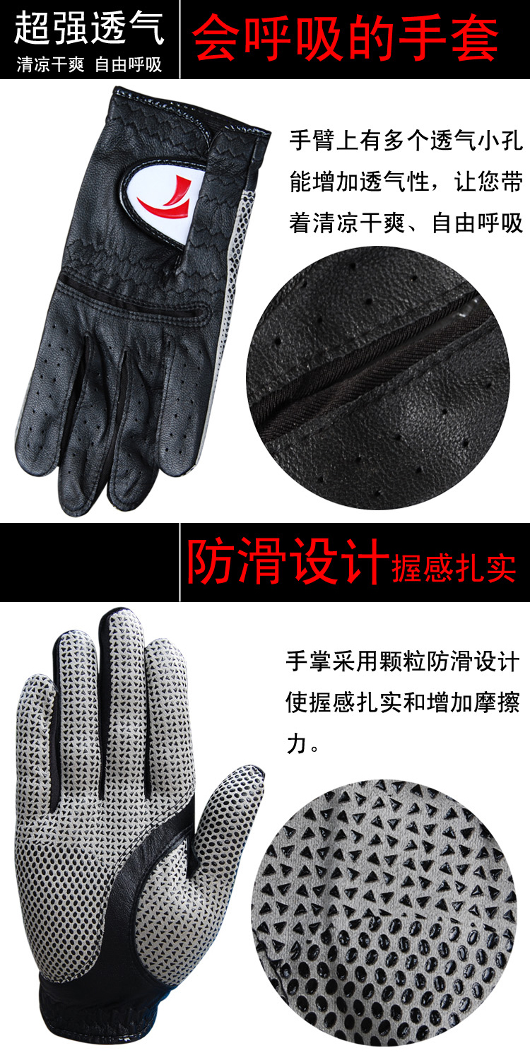 ttygj正品 高尔夫手套 男款 防滑透气型小羊皮手套 左右手单只