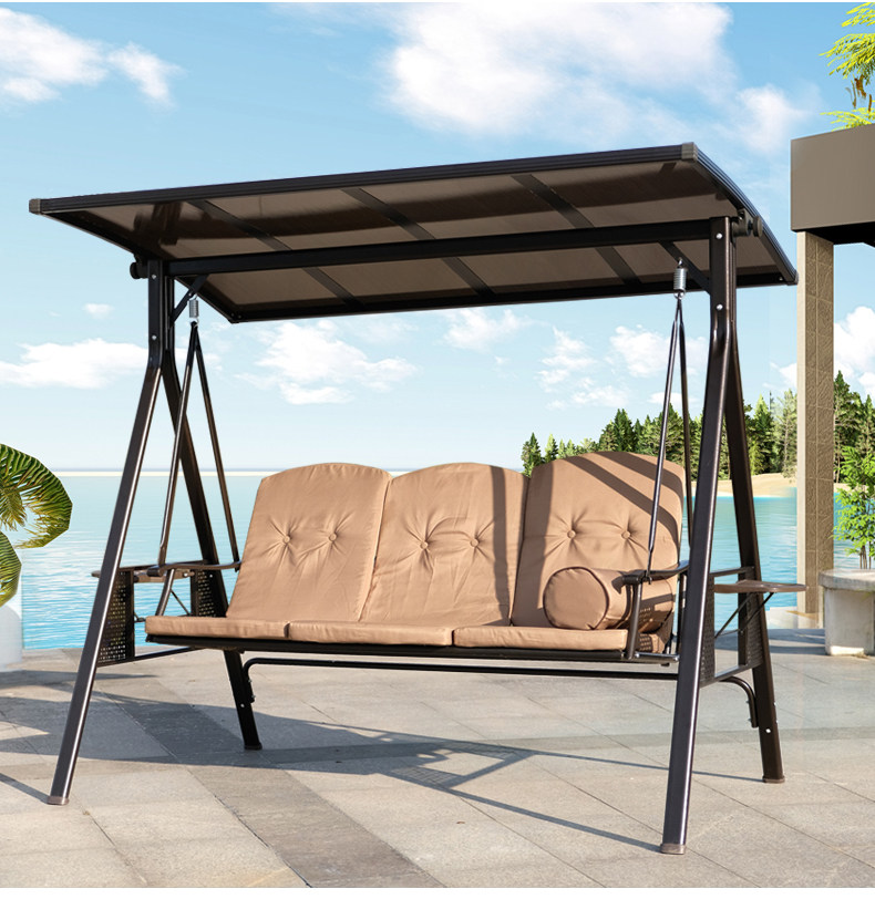 户外秋千庭院铝合金三人摇椅室外家用阳台花园露台铸铝铁艺荡秋千