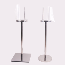 Supermarket roll bag All stainless steel thickened bag rack Double-headed shopping bag rack floor bracket plastic bag rack loose weighing rack