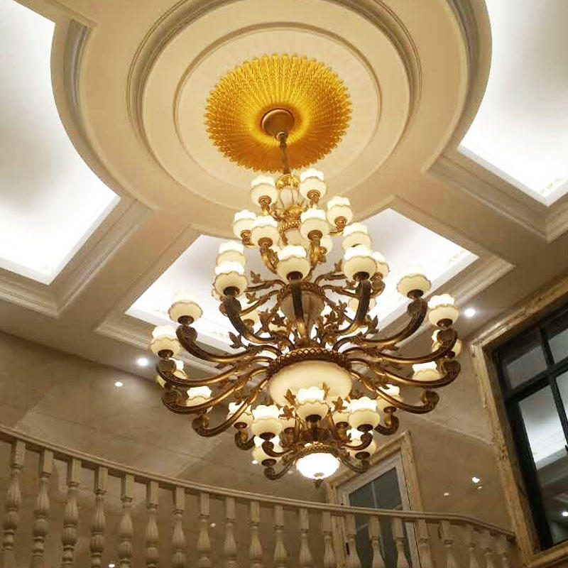 欧式复式别墅大吊灯楼中楼客厅灯饰酒店大堂三层美式古铜色吊灯具