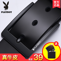 Floral Playboy leather strap Mens dermis Buckle Belt Youth Student Tide Young People Casual Business Bull Leather Pants Strap