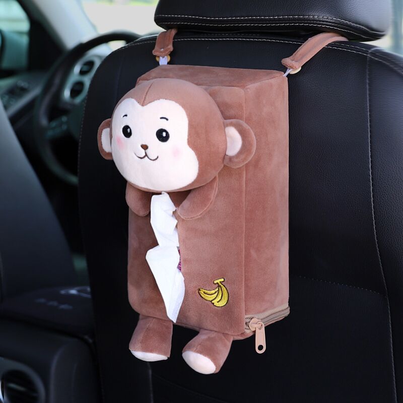 creative car tissue box car with hanging paper drawer car cute leather monkey car interior decoration products