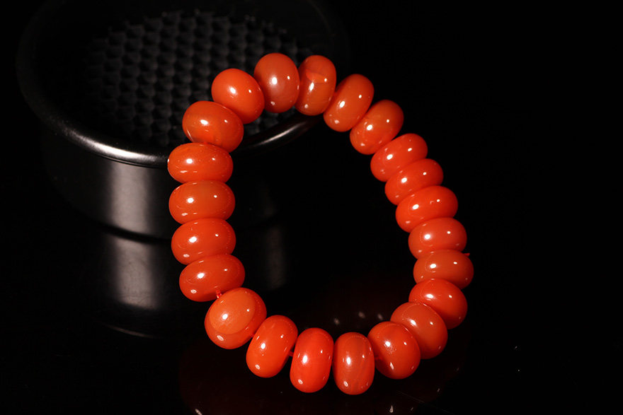 09g【诱人樱桃红】算盘珠 红润 满色均匀 博恩南红玛瑙手串 - 阿里