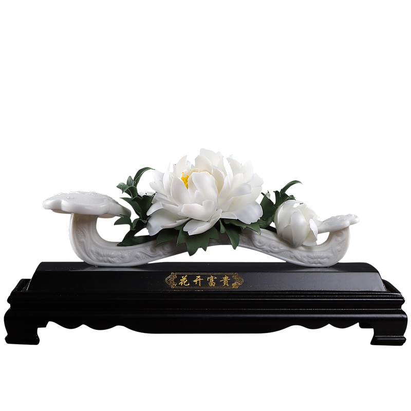 Oriental clay ceramic peony ruyi furnishing articles housewarming gifts gifts home decoration process/blooming flowers