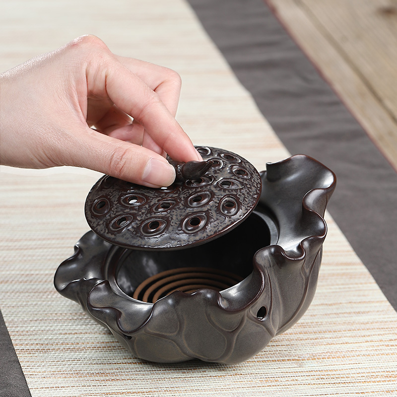 Oriental lotus clay ceramic incense coil incense buner furnishing articles household indoor teahouse sandalwood incense aroma stove decoration