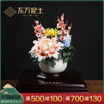 Oriental soil Chinese living room decoration crafts Entrance decoration Ceramic sculpture art national color and heavenly fragrance
