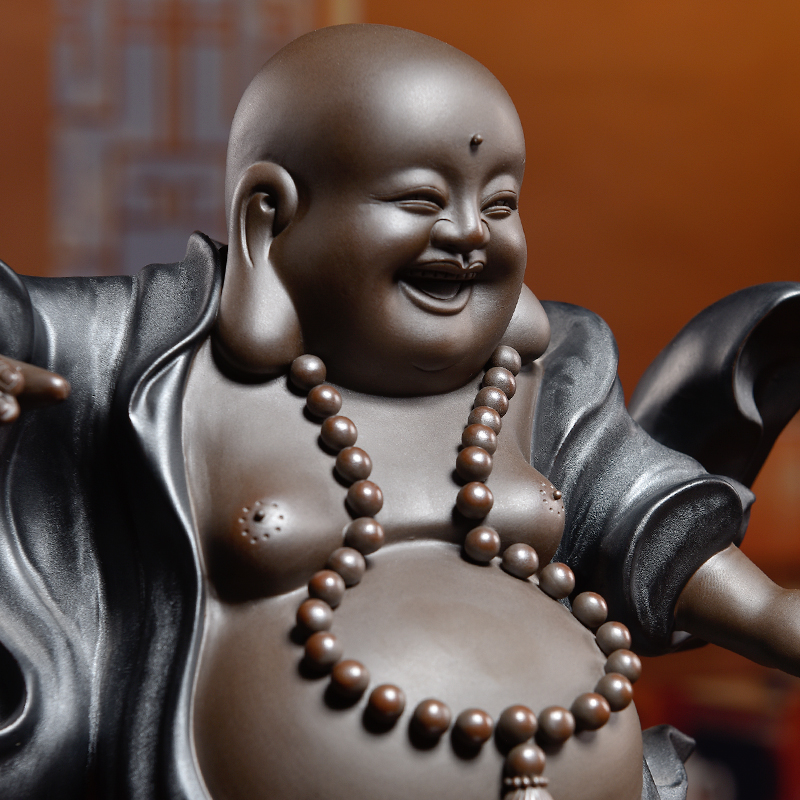 Oriental clay ceramic smiling Buddha maitreya Buddha furnishing articles of Chinese style living room TV cabinet decoration/f from heaven