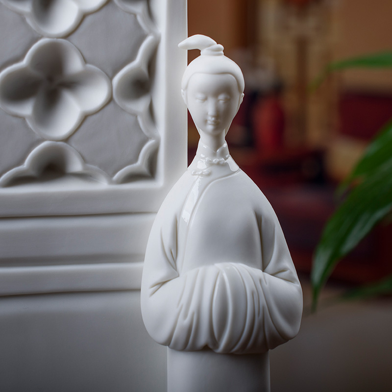 Oriental soil dehua white porcelain figures its handicraft furnishing articles sitting room/rich rimmon D46-06