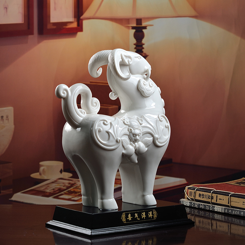 Oriental soil dehua white porcelain ceramic sheep furnishing articles home sitting room adornment business gift/three Yang kaitai