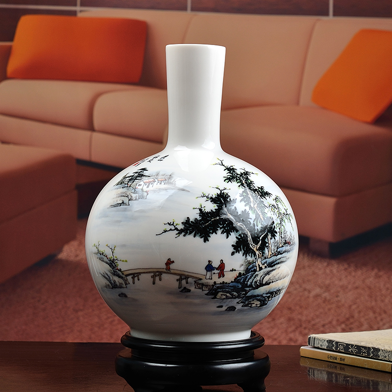 Oriental earth celestial porcelain hand - made ceramic vase furnishing articles furnishing articles flower arranging Chinese rich ancient frame sitting room adornment