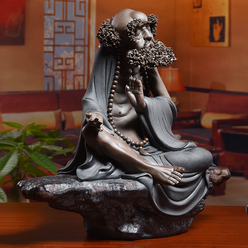 Oriental clay ceramic dharma zen furnishing articles sitting room of Chinese style household adornment handicraft/zen way is long, life is short