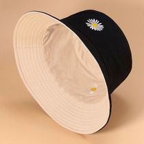 Small daisies double-sided fishermans hat female summer sun hat children Korean version of tide Joker face small sun hat