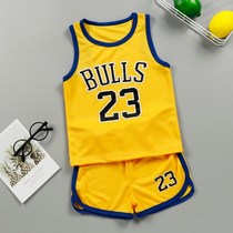 Childrens vest set summer boys shorts girls breathable sleeveless two-piece student sports sweat-absorbing basketball shirt