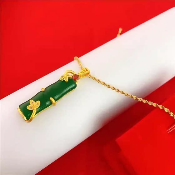 Genuine Sand Gold Porcelain Pendant Women's Festival High Rise to Win the Fortune Golden Necklace Porcelain Pendant Genuine Sand Gold Porcelain Pendant Women's Festival High Rise to Win the Fortune Golden Necklace Porcelain Pendant