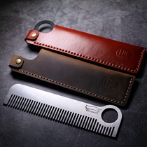 Tony washcut blown hand sewn leather sleeve Tactical head comb EDC comb haircut haircut steel comb Tanning Tanning EDC Equipment