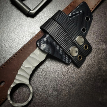 Tactical Belt Leather Ring Head Layer Cow Leather Pure Copper Hardware Strap Knife Sheath Knife Sheath Copper Hardware Fixed MOLLE System