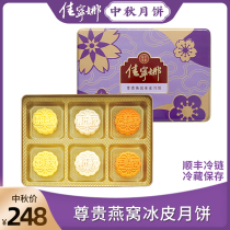 Jianningna Birds Nest Ice Skin Mooncake Long-established Mid-Autumn Moon Cake Gift Box Gift 480g