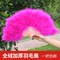 Dance fan feather fan catwalk cheongsam performance adult children pure white Chinese style classical dance Peacock