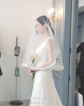 Bride head yarn headdress Super fairy quality new Korean style simple short long plain yarn naked yarn photo