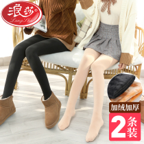 Langsha stockings womens autumn and winter thin velvet flesh-colored leggings women plus velvet plus medium and thick light leg artifact nude pantyhose