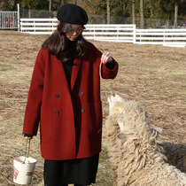 claudie pasey double-sided cashmere coat women 2020 new small man loose red woolen coat
