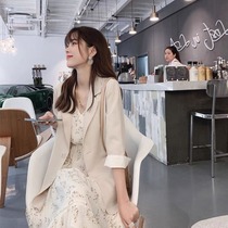 claudie paseys fall age temperament professional small suit jacket harness broken flower long dress fashion suit woman