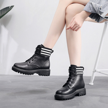 Leather Martin boots female 2021 autumn and winter New English style thin tide ins student locomotive single boots breathable short boots