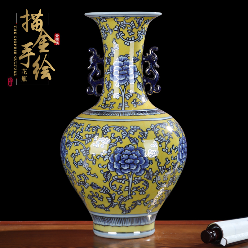 Archaize large master hand - made vases furnishing articles of jingdezhen ceramics flower arrangement sitting room paint decorative arts and crafts