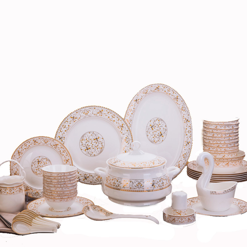 Fuels the European jingdezhen ceramic tableware suit sun island swan lake ipads porcelain bowl dish household ipads China