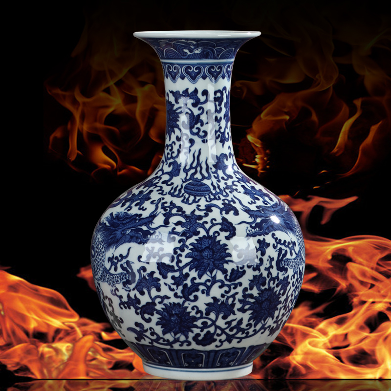 "Dragon" blue and white porcelain of jingdezhen ceramics, vases, flower arranging furnishing articles archaize home little sitting room adornment porcelain