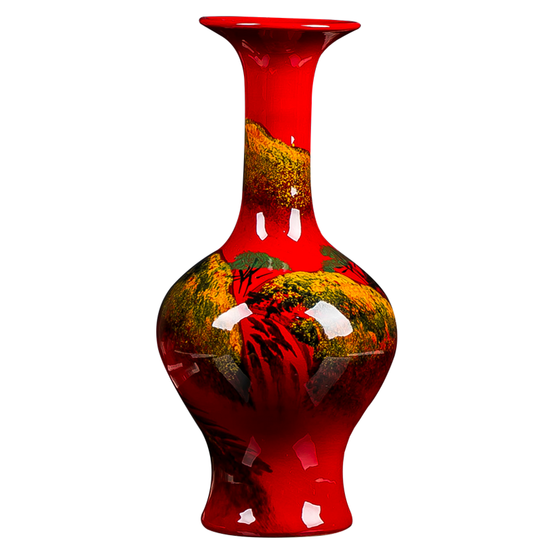 Chinese red hand - made jingdezhen ceramics wine cabinet decoration home furnishing articles color glaze vase handicraft ornament