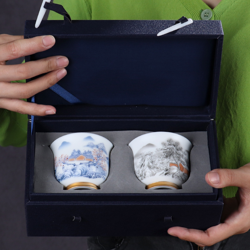 Hand - made ceramic cup gift boxes birthday gift kung fu master home office keller cup gift porcelain cups