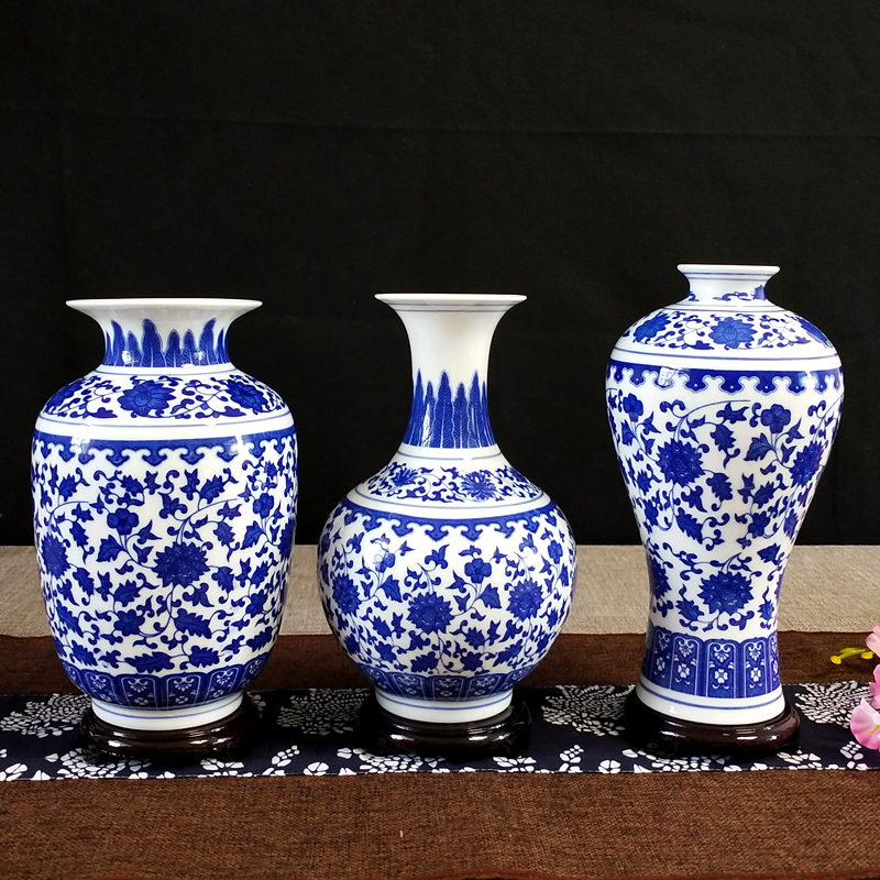 Blue and white porcelain vase furnishing articles flower arranging archaize little sitting room decoration of new Chinese style flower implement of jingdezhen ceramics