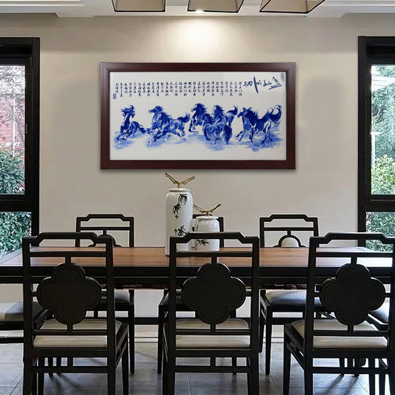 The Business needs of new Chinese style adornment sitting room hangs a picture of jingdezhen ceramic painting heart sutra sofa setting wall painting murals