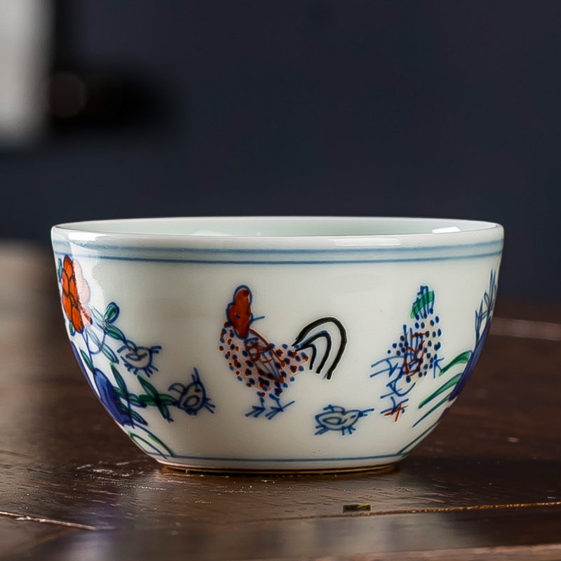 Chicken hand - made color bucket cylinder cup 280 jingdezhen ceramic da Ming chenghua cup sample tea cup kung fu tea master list