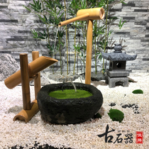 Stone bowl water feature stone mortar sink stone basin fountain fish tank stone trough stone basin water bowl garden courtyard bamboo decoration landscaping