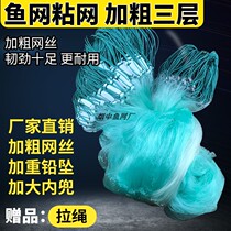 Fish net three-layer adhesive net sunken net fishing net floating net special thick silk mesh aggravated large drift Mulberry perch Barracuda silver carp