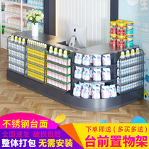 Supermarket cashier Convenience store bar table corner commercial tobacco and wine cabinet Milk tea shop Fruit shop Stainless steel small