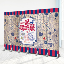 Screen Partition Fashion Living Room Milk Tea Shop Snack Background Wall Folding Mobile Cloth Art Shelter Windows Double Sided Barrier