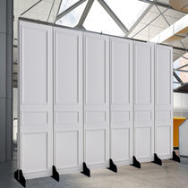 Gray-white background wall folding screen partition mobile living room entrance photo clothing store window double-sided folding screen