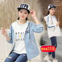 Snow poem Love girl casual windbreaker student 2019 spring and autumn New embroidery hooded drawstring junior high school students short coat