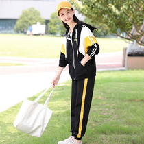 Snow poetry love autumn suit new products thin color junior high school girl hooded leisure sports up and down two sets